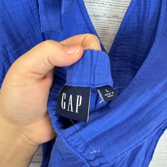 Gap Women's Blue Cotton Summer Gauze Open Back Midi Dress Size Large - Picture 6 of 9